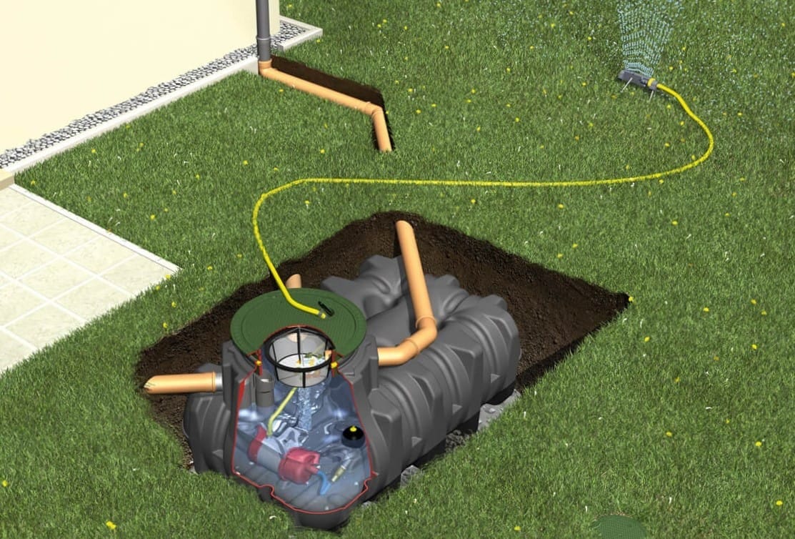 GRAF Platin ondergrondse regenwatertank, ingegraven met looprooster op maaiveldhoogte