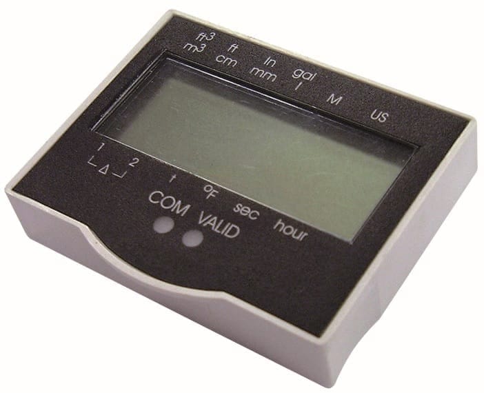 Digitale uitleesmodule voor niveaumeting met lcd-venster, schakelbaar tussen kubieke meter, centimeter, millimeter en gallon